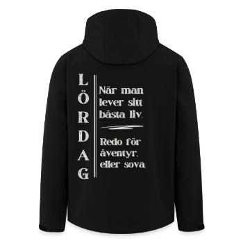 Saturday – Your best life - Men’s Recycled Softshell Jacket by Stanley/Stella - black - Back - AI Model Male 185 light (185cm)