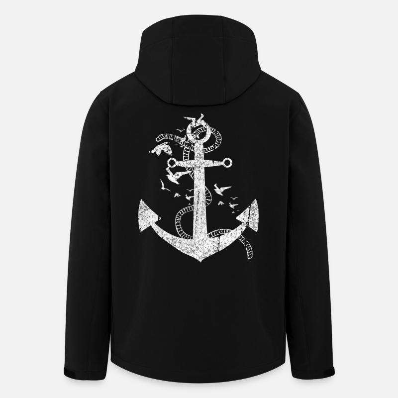 Distressed Anchor Maritime Design - Recycelte Männer Softshell-Jacke von Stanley/Stella - Schwarz