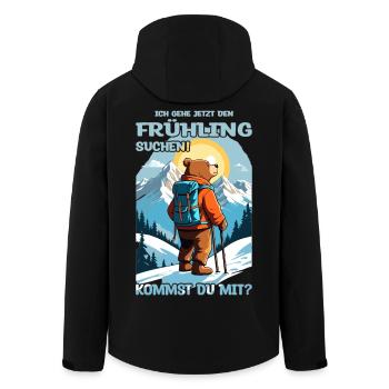 Bär sucht den Frühling - Recycelte Männer Softshell-Jacke von Stanley/Stella - Schwarz - Hinten - AI Model Male 185 light (185cm)