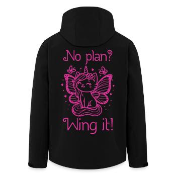 No plan wing it Winged Unicorn Cat - Men’s Recycled Softshell Jacket by Stanley/Stella - black - Back - AI Model Male 185 light (185cm)