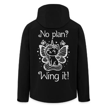 No Plan Wing It winged unicorn cat - Men’s Recycled Softshell Jacket by Stanley/Stella - black - Back - AI Model Male 185 light (185cm)