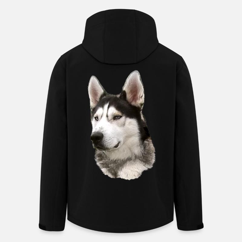 Visage husky Noir Blanc - Veste softshell homme en polyester recyclé Stanley/Stella - noir