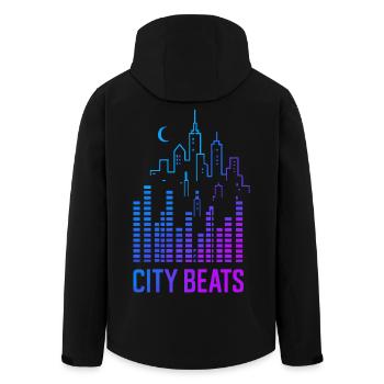 City Beats – Urbaner Sound - Recycelte Männer Softshell-Jacke von Stanley/Stella - Schwarz - Hinten - AI Model Male 185 light (185cm)