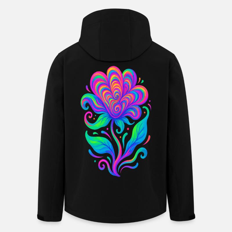 Fleur de cœur arc-en-ciel vif - Veste softshell homme en polyester recyclé Stanley/Stella - noir
