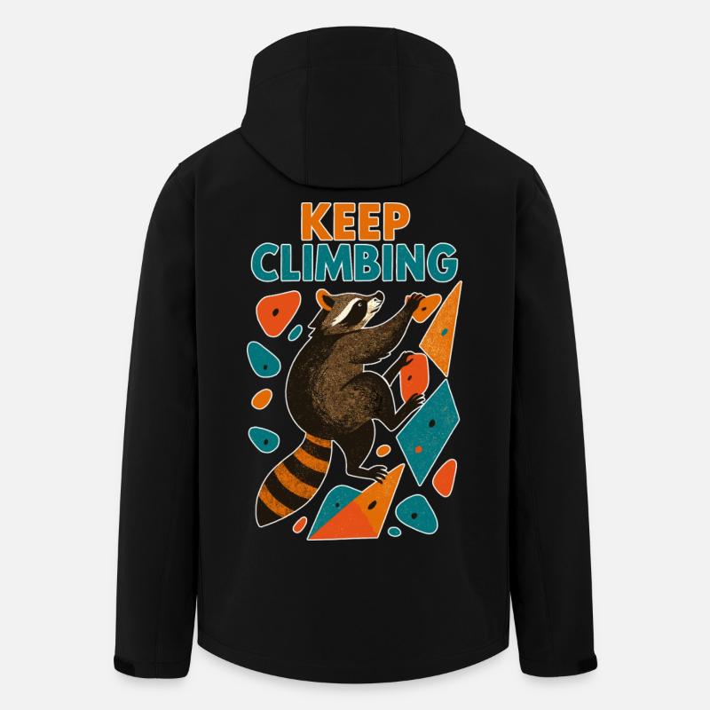 Bouldering Raccoon Keep Climbing Motivation - Men’s Recycled Softshell Jacket by Stanley/Stella - black