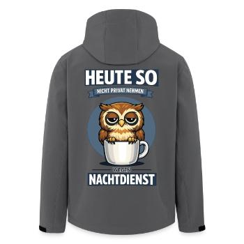 Heute so nicht Nachtdienst Eule Kaffee Spruch - Recycelte Männer Softshell-Jacke von Stanley/Stella - Schwarz - Hinten - AI Model Male 185 light (185cm)