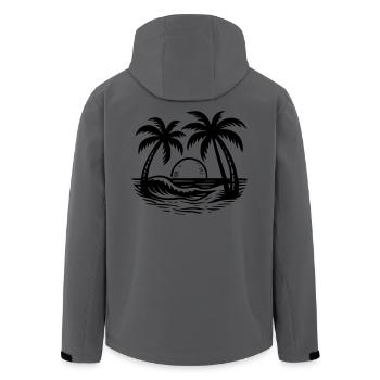 Palm tree at the beach - Men’s Recycled Softshell Jacket by Stanley/Stella - black - Back - AI Model Male 185 light (185cm)