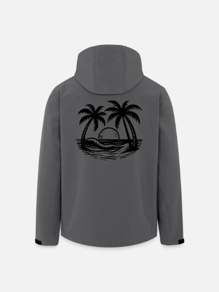 Palm tree at the beach - Men’s Recycled Softshell Jacket by Stanley/Stella - black