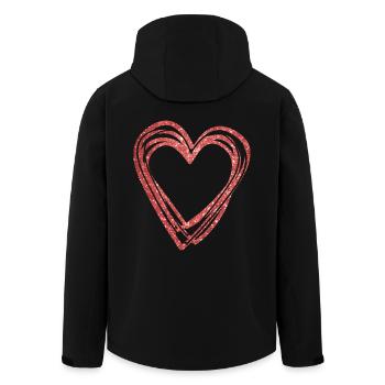 Valentine's Day Gift Cute Glitter Heart Outline - Men’s Recycled Softshell Jacket by Stanley/Stella - black - Back - AI Model Male 185 light (185cm)