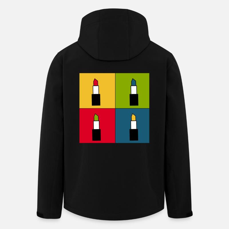 Pop-Art Lippen Lippenstift Poster bunt Geschenk - Recycelte Männer Softshell-Jacke von Stanley/Stella - Schwarz