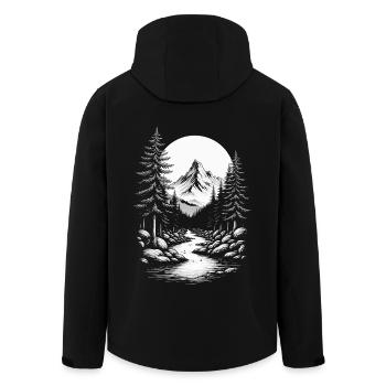 Landscape Nature Mountains Forest Trees Tree River Mountain - Men’s Recycled Softshell Jacket by Stanley/Stella - black - Back - AI Model Male 185 light (185cm)