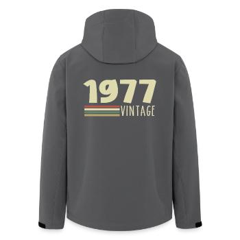 1977-Anniversaire-1977-retro-1977 - Veste softshell homme en polyester recyclé Stanley/Stella - noir - Dos - AI Model Male 185 light (185cm)