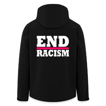 End Racism - Recycelte Männer Softshell-Jacke von Stanley/Stella - Schwarz - Hinten - AI Model Male 185 light (185cm)