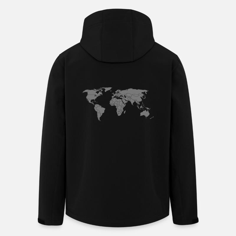 carte du monde - Veste softshell homme en polyester recyclé Stanley/Stella - noir