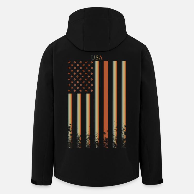 Drapeau des États-Unis Rétro - Veste softshell homme en polyester recyclé Stanley/Stella - noir