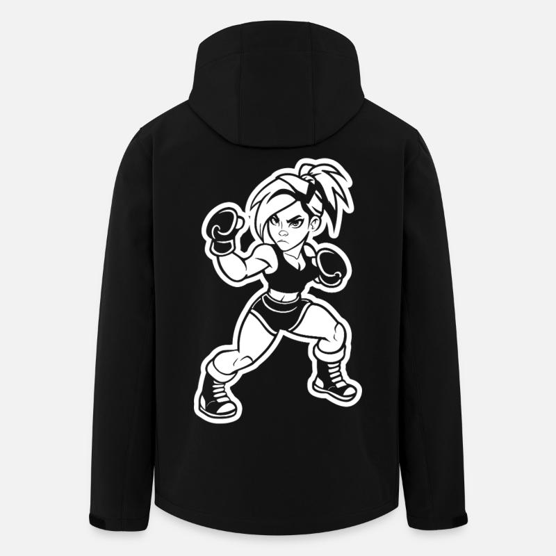 Kickboxerin Cartoon Stil - Recycelte Männer Softshell-Jacke von Stanley/Stella - Schwarz