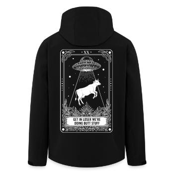 Blague drôle sur les cartes de tarot sur les cartes de meme qui se met dans les fesses de loser - Veste softshell homme en polyester recyclé Stanley/Stella - noir - Dos - AI Model Male 185 light (185cm)