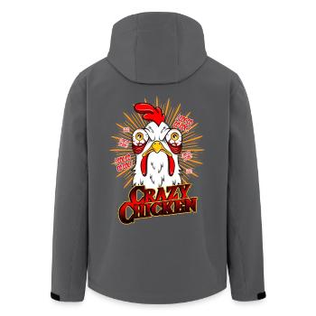 CRAZY CHICKEN - Funny chicken gift motif - Men’s Recycled Softshell Jacket by Stanley/Stella - black - Back - AI Model Male 185 light (185cm)