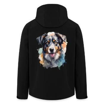 Australian Shepherd Hund Coole Farbexplosion - Recycelte Männer Softshell-Jacke von Stanley/Stella - Schwarz - Hinten - AI Model Male 185 light (185cm)