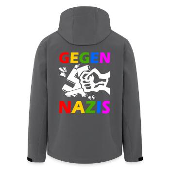 Gegen nazis - Recycelte Männer Softshell-Jacke von Stanley/Stella - Schwarz - Hinten - AI Model Male 185 light (185cm)