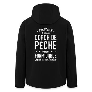 Coach Pêche Formidable Cadeau Pêche Pêcheur - Veste softshell homme en polyester recyclé Stanley/Stella - noir - Dos - AI Model Male 185 light (185cm)