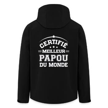 Fête Grand-Père - Certifié Meilleur Papou du Monde - Veste softshell homme en polyester recyclé Stanley/Stella - noir - Dos - AI Model Male 185 light (185cm)