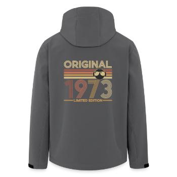 1973 - Men’s Recycled Softshell Jacket by Stanley/Stella - anthracite - Back - AI Model Male 185 light (185cm)