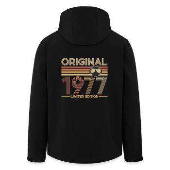 1977 - Recycelte Männer Softshell-Jacke von Stanley/Stella - Schwarz - Hinten - AI Model Male 185 light (185cm)