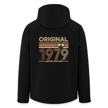1979 - Men’s Recycled Softshell Jacket by Stanley/Stella - black - Back - AI Model Male 185 light (185cm)