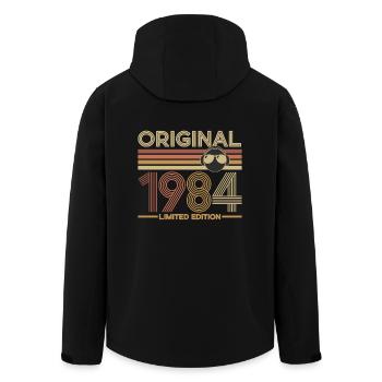 1984 - Men’s Recycled Softshell Jacket by Stanley/Stella - black - Back - AI Model Male 185 light (185cm)