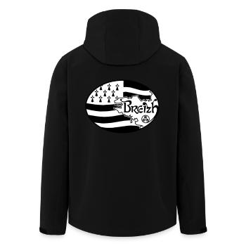 Flag Britain authentic - Men’s Recycled Softshell Jacket by Stanley/Stella - black - Back - AI Model Male 185 light (185cm)
