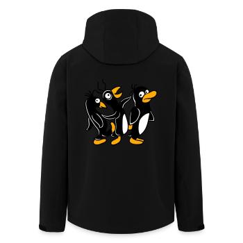 Verrückte Pinguine laufen dumm treten Team Freunde - Recycelte Männer Softshell-Jacke von Stanley/Stella - Schwarz - Hinten - AI Model Male 185 light (185cm)