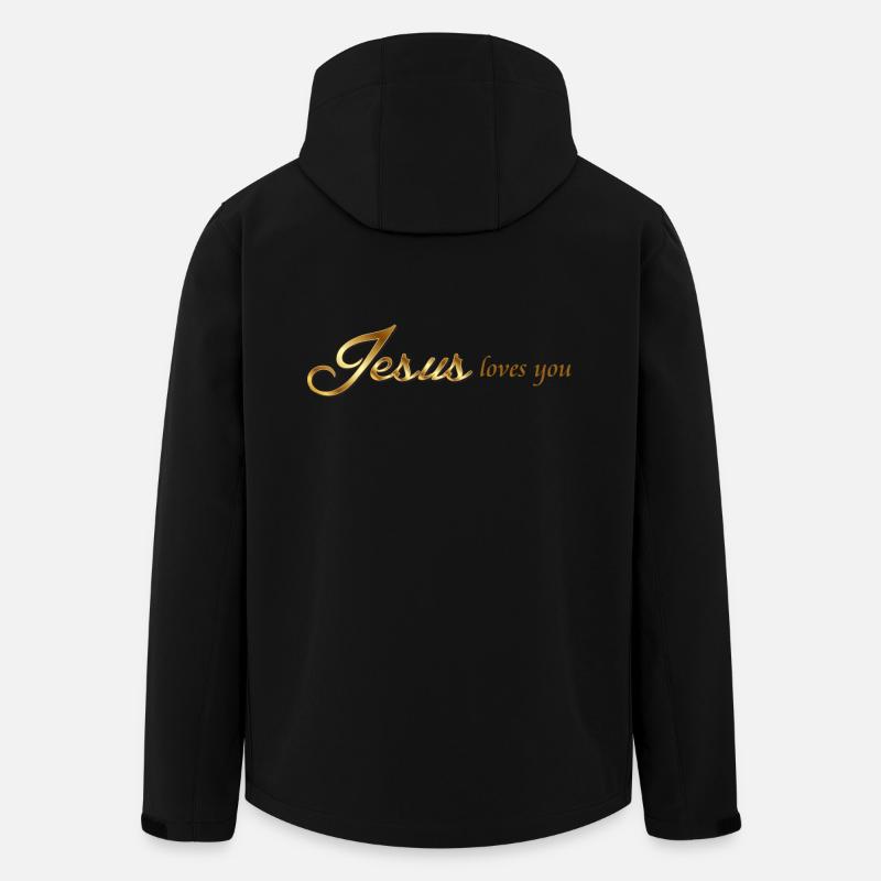 Jésus t'aime - Veste softshell homme en polyester recyclé Stanley/Stella - noir
