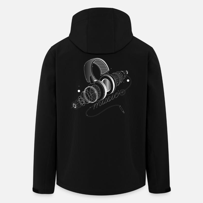 transparenter Kopfhörer in Einzelteile mit Typo - Recycelte Männer Softshell-Jacke von Stanley/Stella - Schwarz