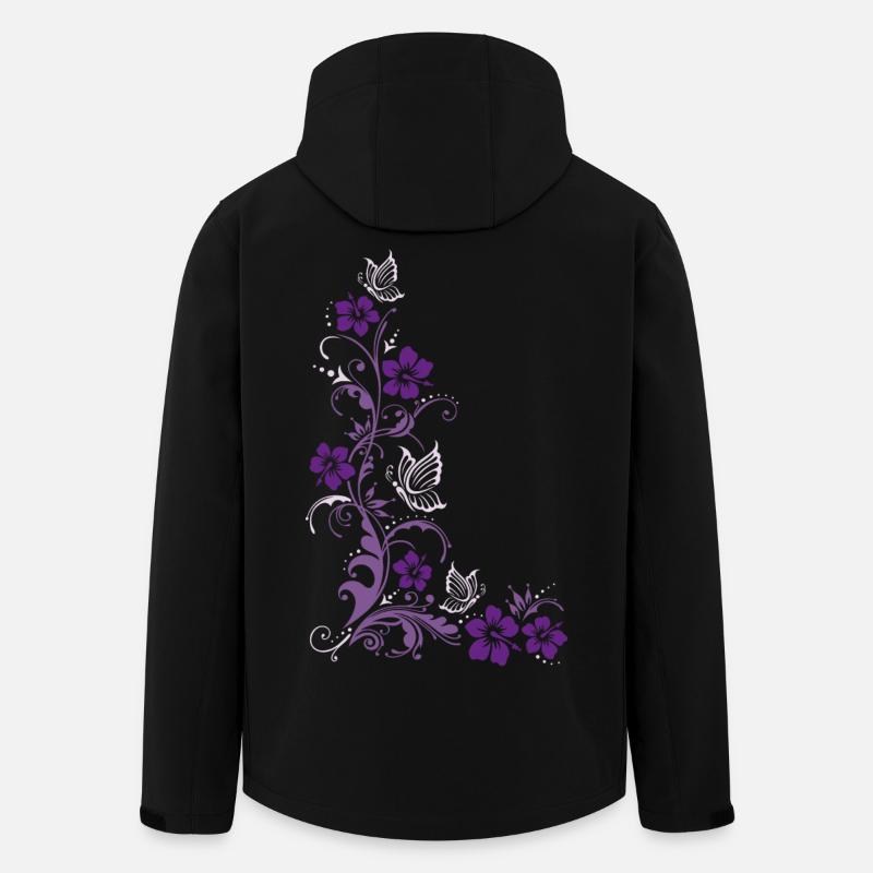 Hibiskus Blumen Schmetterlinge - Recycelte Männer Softshell-Jacke von Stanley/Stella - Schwarz