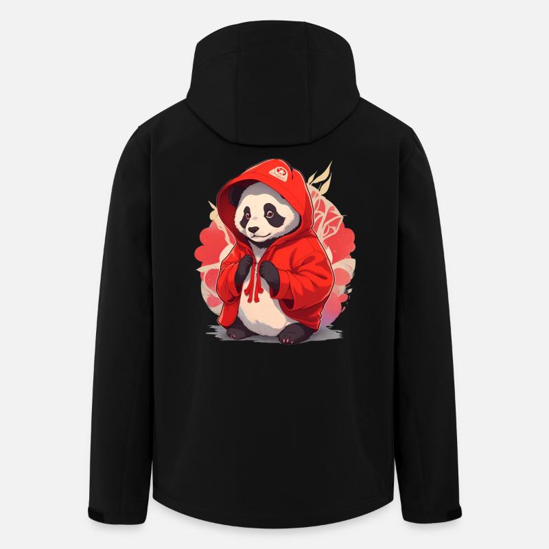 Panda mit Hoody - Recycelte Männer Softshell-Jacke von Stanley/Stella - Schwarz