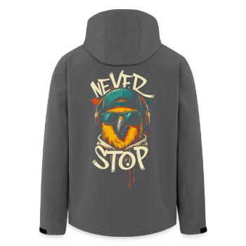 Illustration de perroquet cool - Veste softshell homme en polyester recyclé Stanley/Stella - charbon - Dos - AI Model Male 185 light (185cm)