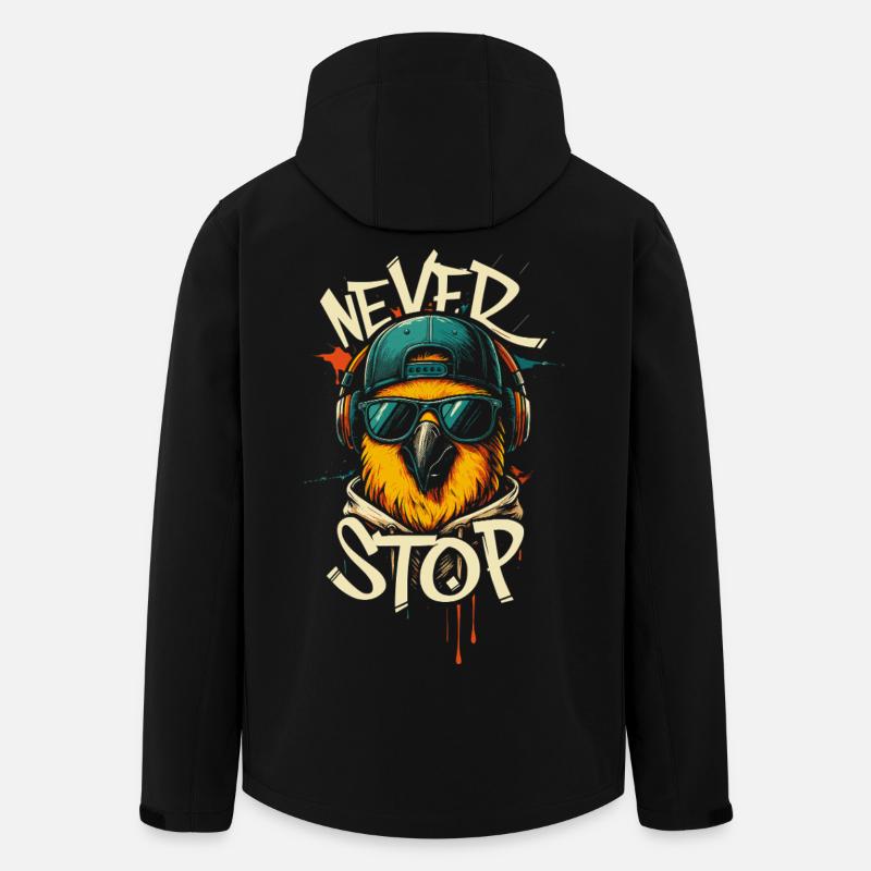 Cool Parrot Illustration - Men’s Recycled Softshell Jacket by Stanley/Stella - black