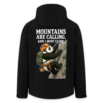 Lustiger Kletter-Panda beim Bouldern - Recycelte Männer Softshell-Jacke von Stanley/Stella - Schwarz - Hinten - AI Model Male 185 light (185cm)