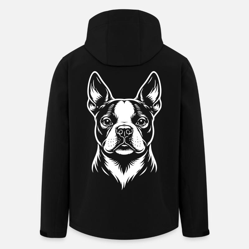 Tête de Boston Terrier - Veste softshell homme en polyester recyclé Stanley/Stella - noir
