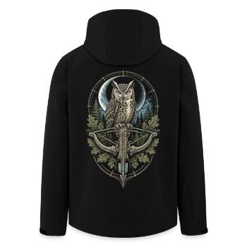 Arbalète Arbalétrier Hibou devant Moon - Veste softshell homme en polyester recyclé Stanley/Stella - noir - Dos - AI Model Male 185 light (185cm)