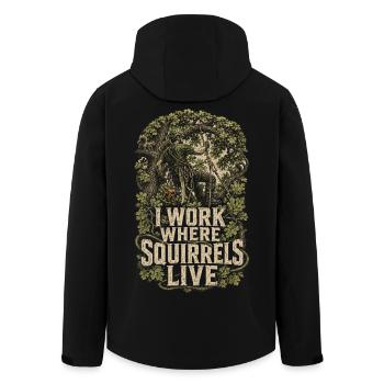 Arborists Tree Care I Work Where Squirrels Live - Men’s Recycled Softshell Jacket by Stanley/Stella - black - Back - AI Model Male 185 light (185cm)