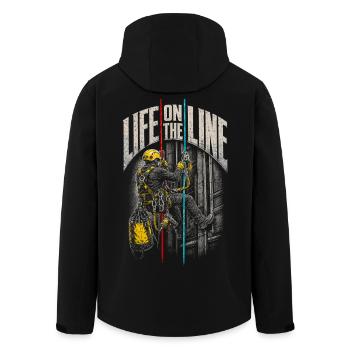 Industrial Climber Height Worker Life On The Line - Men’s Recycled Softshell Jacket by Stanley/Stella - black - Back - AI Model Male 185 light (185cm)
