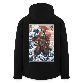 Shiba Inu Samurai with Japanese wave motif - Men’s Recycled Softshell Jacket by Stanley/Stella - black - Back - AI Model Male 185 light (185cm)