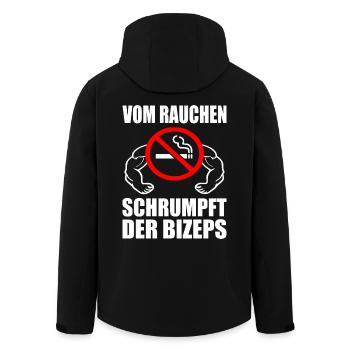 Vom rauchen schrumpft der bizeps - Recycelte Männer Softshell-Jacke von Stanley/Stella - Schwarz - Hinten - AI Model Male 185 light (185cm)