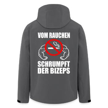 Vom rauchen schrumpft der bizeps - Recycelte Männer Softshell-Jacke von Stanley/Stella - Anthrazit - Hinten - AI Model Male 185 light (185cm)