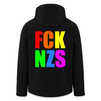 Fck nzs - Recycelte Männer Softshell-Jacke von Stanley/Stella - Schwarz - Hinten - AI Model Male 185 light (185cm)
