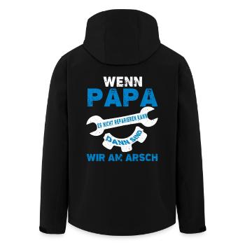 wenn papa es nicht reparieren kann dann sind wir - Recycelte Männer Softshell-Jacke von Stanley/Stella - Schwarz - Hinten - AI Model Male 185 light (185cm)