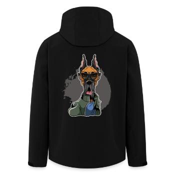 Great Dane - Deutsche Dogge - Recycelte Männer Softshell-Jacke von Stanley/Stella - Schwarz - Hinten - AI Model Male 185 light (185cm)