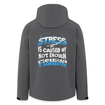 Stress is caused by not enough Fishing - Men’s Recycled Softshell Jacket by Stanley/Stella - black - Back - AI Model Male 185 light (185cm)